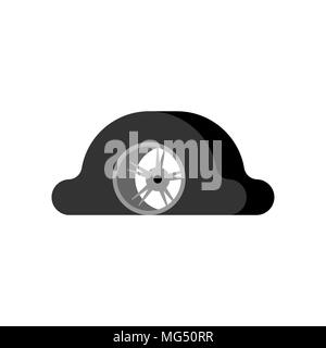 Flat tire isolated. Torn wheel car. Vector illustration Stock Vector