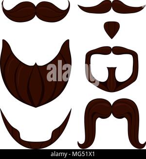 Colorful cartoon man facial hair set. Hipster vector illustration for gift card certificate sticker, badge, sign, stamp, logo, label, icon, poster, pa Stock Vector