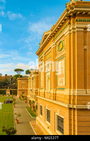ROME, ITALY, JANUARY - 2018 - Exterior view of vatican museum buildings from courtyard of the pigna. Stock Photo