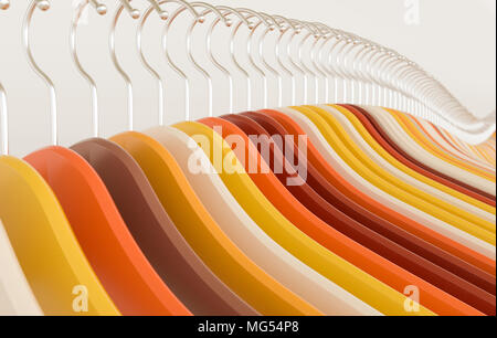 Wooden hangers in fashion colors -- 3D Rendering Stock Photo