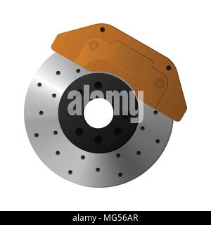 Brake disc, caliper and pad Stock Vector
