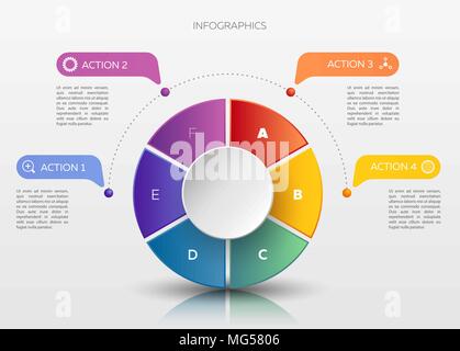 Modern vector circle and line infographic elements in bright colors Stock Vector