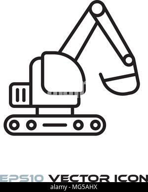 excavator flat line icon vector Stock Vector