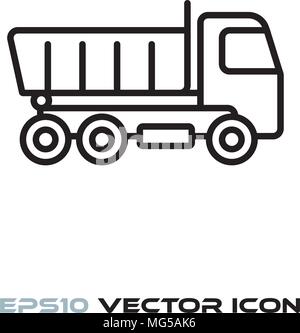 Dump truck flat line icon vector Stock Vector