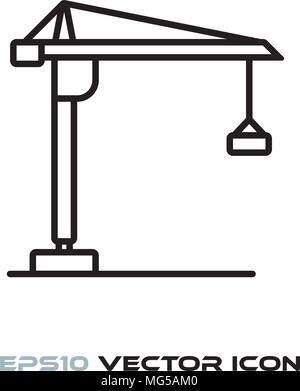 Construction crane flat line icon vector Stock Vector