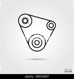 engine belt vector icon. Automotive parts, repair and service symbol. Stock Vector
