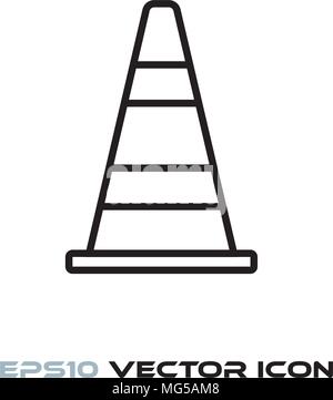 Traffic cone flat line icon vector Stock Vector