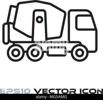 Concrte mixer truck flat line icon vector Stock Vector