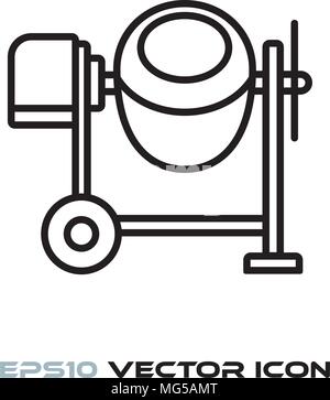 Mobile concrete mixer flat line icon vector Stock Vector