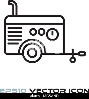 Mobile air compressor cart flat line icon vector Stock Vector