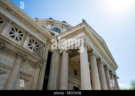 BUCHAREST, ROMANIA - APRIL 22, 2018. Romanian Atheneum , tourists attraction in Bucharest, capital of Romania Country. Stock Photo