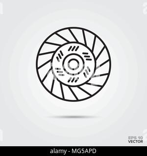 Clutch disc, vector line icon. Automotive parts, repair and service symbol. Stock Vector