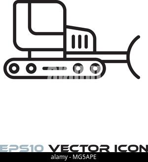 bulldozer flat line icon vector Stock Vector