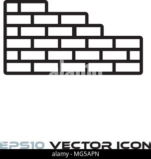 Brick wall under construction flat line icon vector Stock Vector