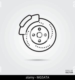 Car disc brake vector icon. Automotive parts, repair and service symbol. Stock Vector
