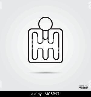 Manual shifting vector line icon. Automotive parts, repair and service symbol. Stock Vector