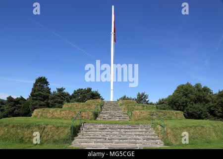 the manx government meets at tynwald hill or parliament field once per year. Stock Photo