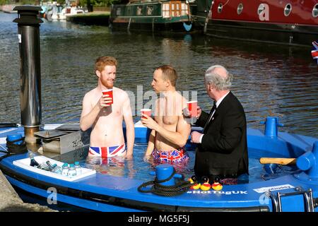 Hot tub with Royal lookalikes celebrating Prince Harry's stag do 26 th April 2018 Stock Photo