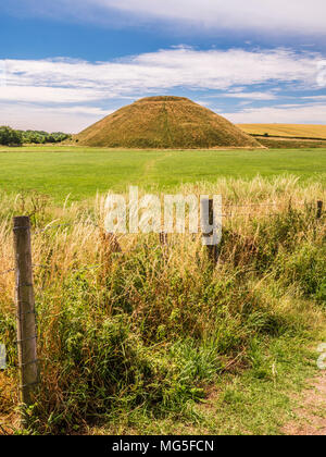 A sunny summer's day at Silbury Hill in Wiltshire. Stock Photo