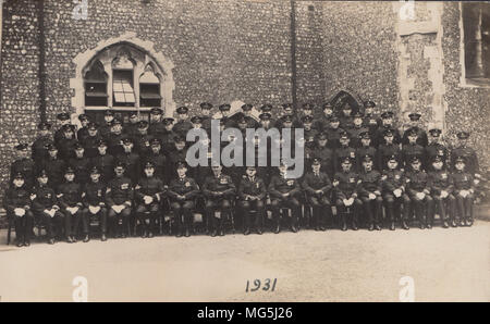 Real Photographic Postcard of 'B' Division of Brighton Special Constabulary, Sussex, England in 1931 Stock Photo