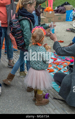 Childeren Enjoying At The Vondelpark Kingsday Amsterdam Netherlands Stock Photo