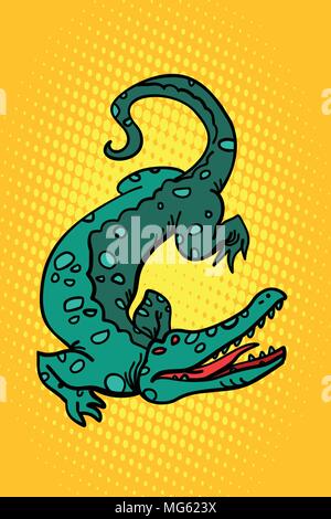 Funny Cartoon Crocodile With Open Mouth. Vector Illustration For Your 