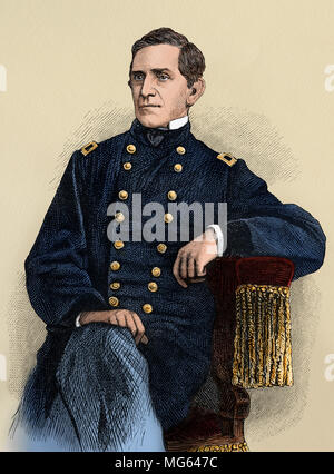 Union Army Major-General Edward Sprigg Canby. Digitally colored woodcut Stock Photo