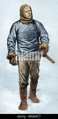 Fridtjof Nansen, Norwegian explorer, statesman, and Nobel Peace Prize winner. Digitaly colored woodcut Stock Photo