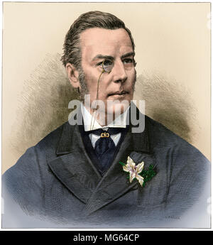 Joseph Chamberlain, British statesman, 1880s. Digitally colored woodcut Stock Photo