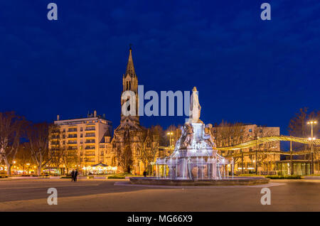 Esplanade Charles De Gaulle, a square in Nimes, France Stock Photo