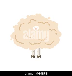 Hairy sheep isolated. Shaggy lamb vector illustration Stock Vector