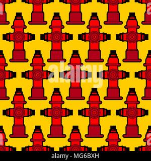 Fire hydrant pattern seamless. Red fireplug background Vector illustration Stock Vector