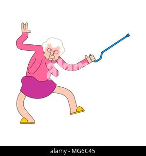 Nursing home party. Grandmother Dance. Grandma Dances. Old lady cool. Vector illustration Stock Vector