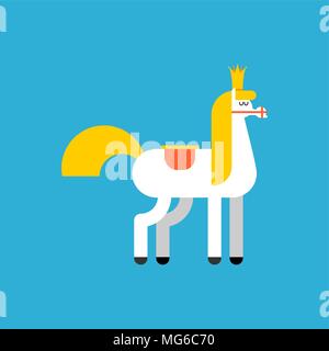 Royal white horse isolated. King horseback. Vector illustration Stock Vector