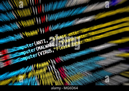 Desktop source code and abstract technology background, Developer and programming with coding, Computer virus and Malware attack. Stock Photo