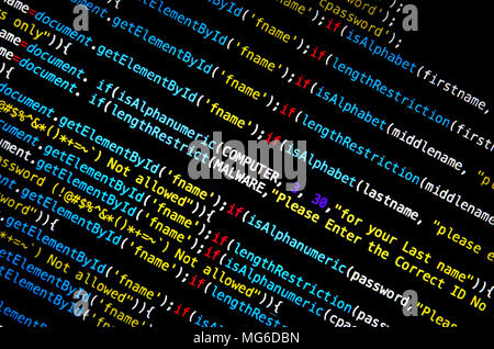 Desktop source code and abstract technology background, Developer and programming with coding, Computer virus and Malware attack. Stock Photo