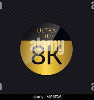 8K Ultra HD label. Hi tech icon, Vector illustration Stock Vector