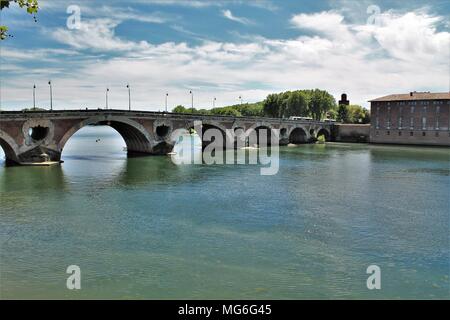 Pont Neuf over river Garonne in Toulouse historic city centre, Haute Garonne, Occitanie region, France Stock Photo