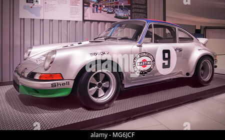STUTTGART, GERMANY-APRIL 7, 2017: 1973 Porsche 911 Carrera RSR in the Porsche Museum Stock Photo