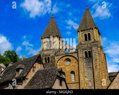 Abbey Church of Saint Foy in Conques medieval city, France Stock Photo