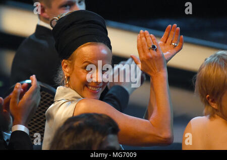 27 April 2018, Germany, Berlin: Actress Katja Riemann at the 68th award ceremony of the German film prize 'Lola'. Photo: Gregor Fischer/dpa Stock Photo