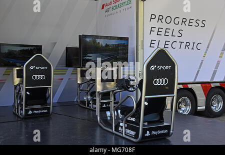 Paris, France. 27th Apr, 2018. Qatar Airway Paris, Paris E-Prix 2018, E-Village, Paris, France, Europe Credit: claude thibault/Alamy Live News Stock Photo