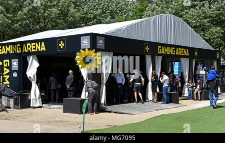 Paris, France. 27th Apr, 2018. Qatar Airway Paris, Paris E-Prix 2018, E-Village, Paris, France, Europe Credit: claude thibault/Alamy Live News Stock Photo