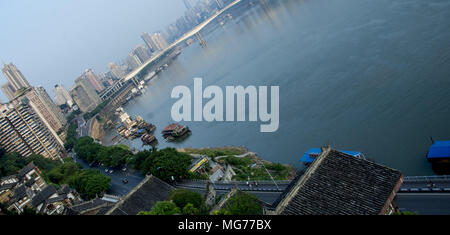 Chongqin, Chongqin, China. 27th Apr, 2018. Chonging, CHINA-27th April 2018: The Qiansimen Bridge across Jialing River in southwest China's Chongqing. Credit: SIPA Asia/ZUMA Wire/Alamy Live News Stock Photo