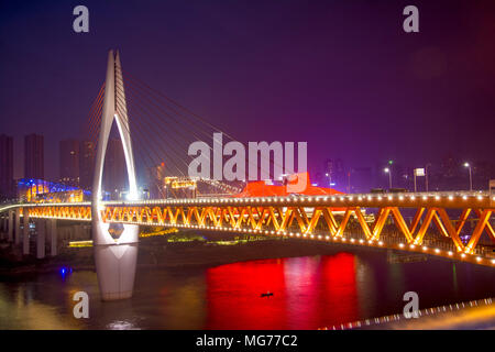 Chongqin, Chongqin, China. 27th Apr, 2018. Chonging, CHINA-27th April 2018: The Qiansimen Bridge across Jialing River in southwest China's Chongqing. Credit: SIPA Asia/ZUMA Wire/Alamy Live News Stock Photo