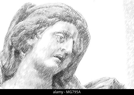 illustration of The Blessed Virgin Mary crying for Jesus in the Deposition of the Cross Stock Photo