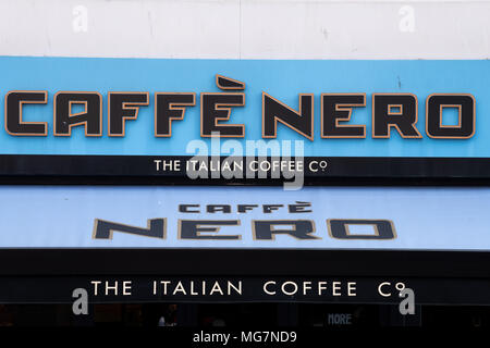 Cafe Nero coffee shop sign logo in the UK. Stock Photo