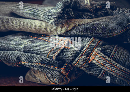 Blue jeans texture background with filter effect retro vintage style Stock Photo