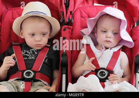 Twin babies, boy and girl Stock Photo