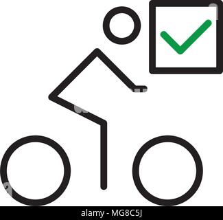 Bicycle with a mark icon, isolated on white background Stock Vector